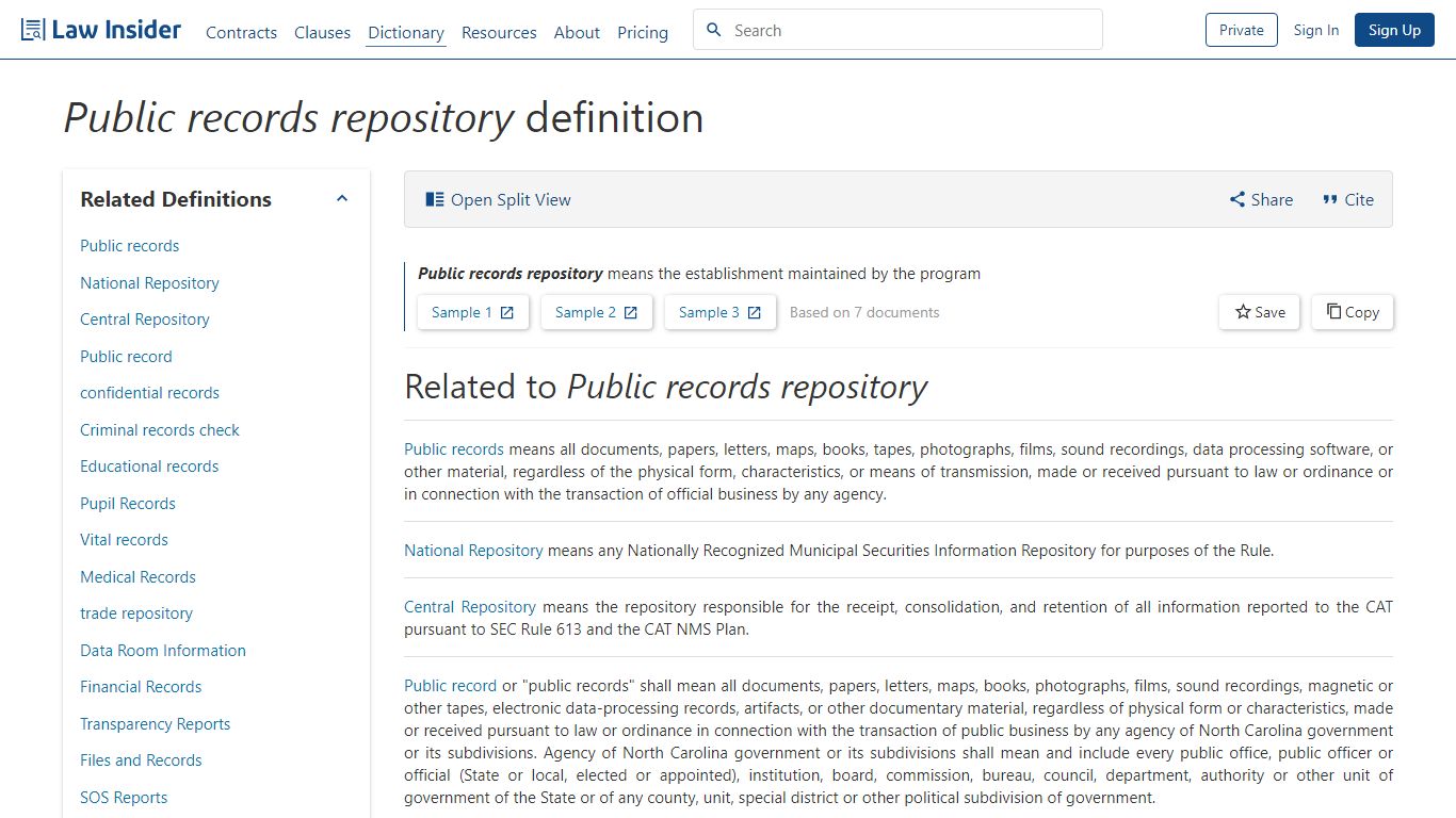 Public records repository Definition | Law Insider